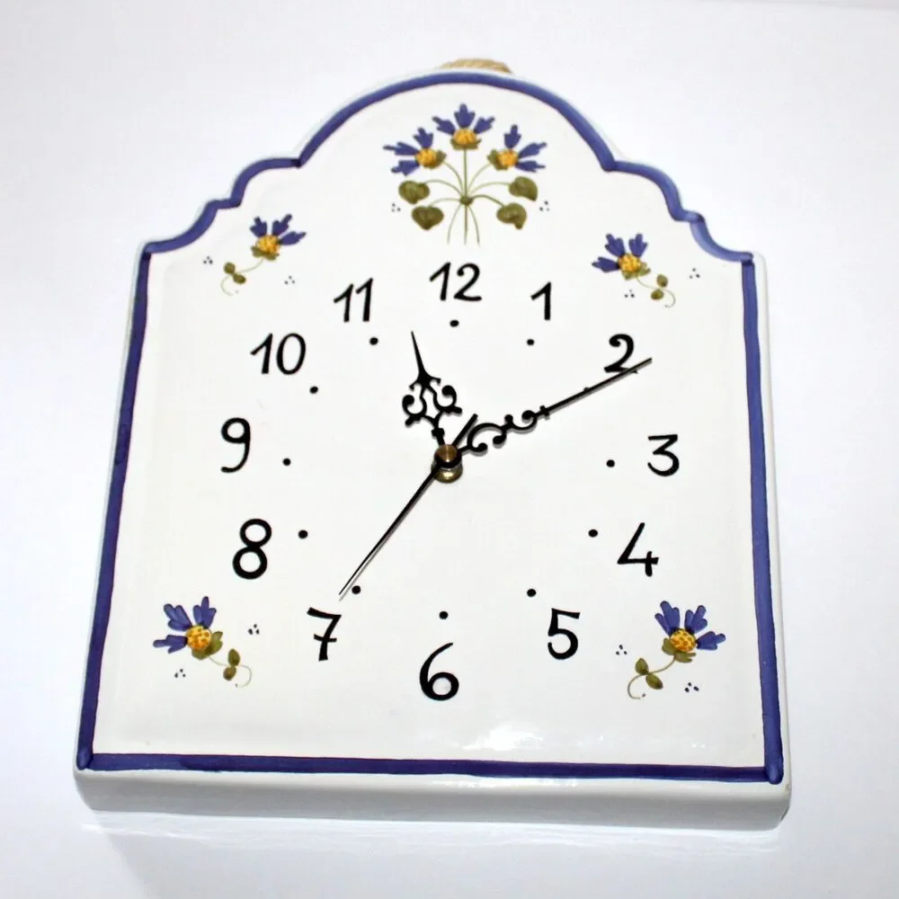 Vintage Williams Sonoma Porcelain Wall Clock Made in Italy white blue large